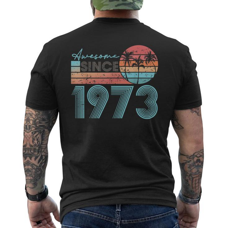 Awesome Since 1973 Retro Beach Sunset Vintage-1973 Men's T-shirt Back Print
