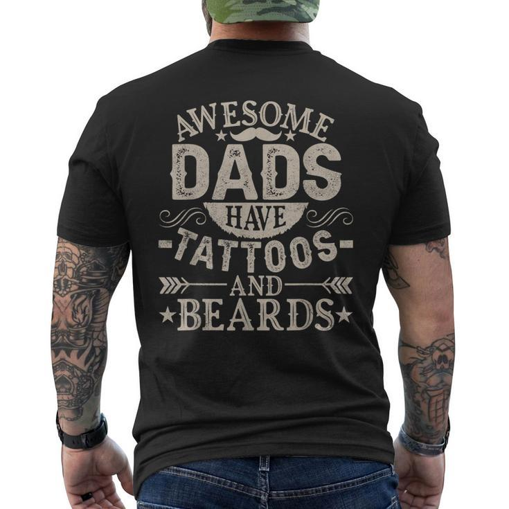 Awesome Dads Have Tattoos And Beards Fathers Day Vintage Men's T-shirt Back Print