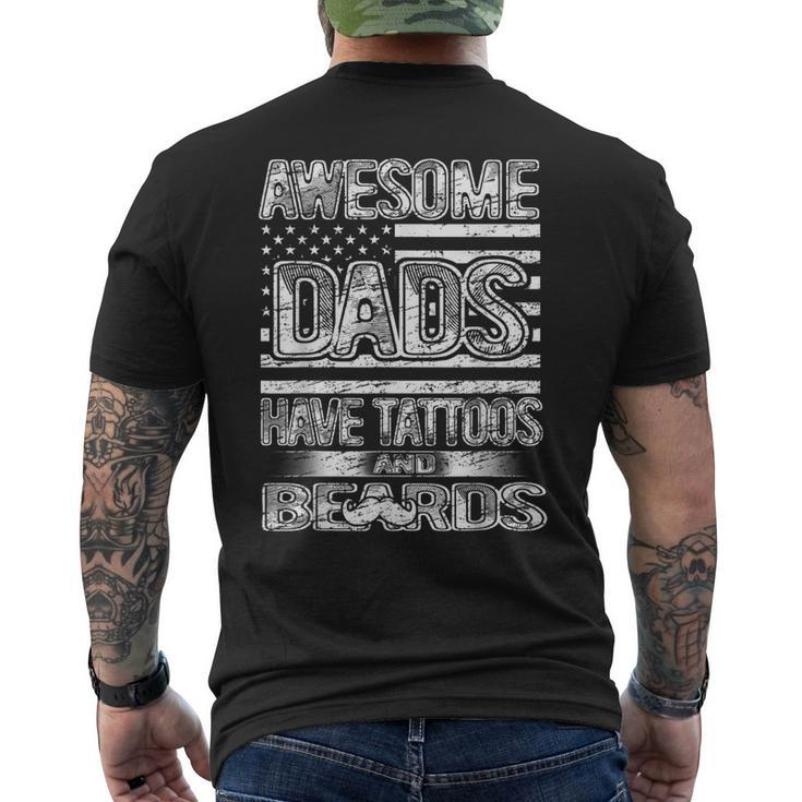 Awesome Dads Have Tattoos And Beards Fathers Day Vintage Men's T-shirt Back Print