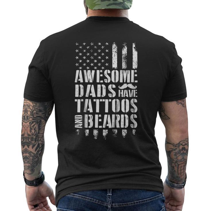Awesome Dads Have Tattoos And Beards Tshirt Fathers Day Men's Back Print T-shirt