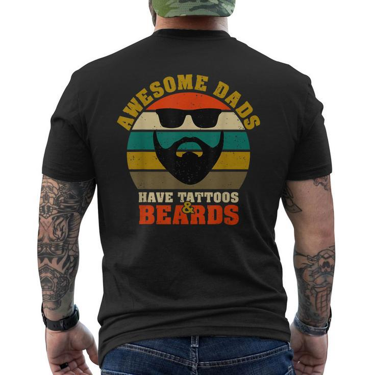Awesome Dads Have Tattoos And Beards Vintage Fathers Day V4 Men's T-shirt Back Print