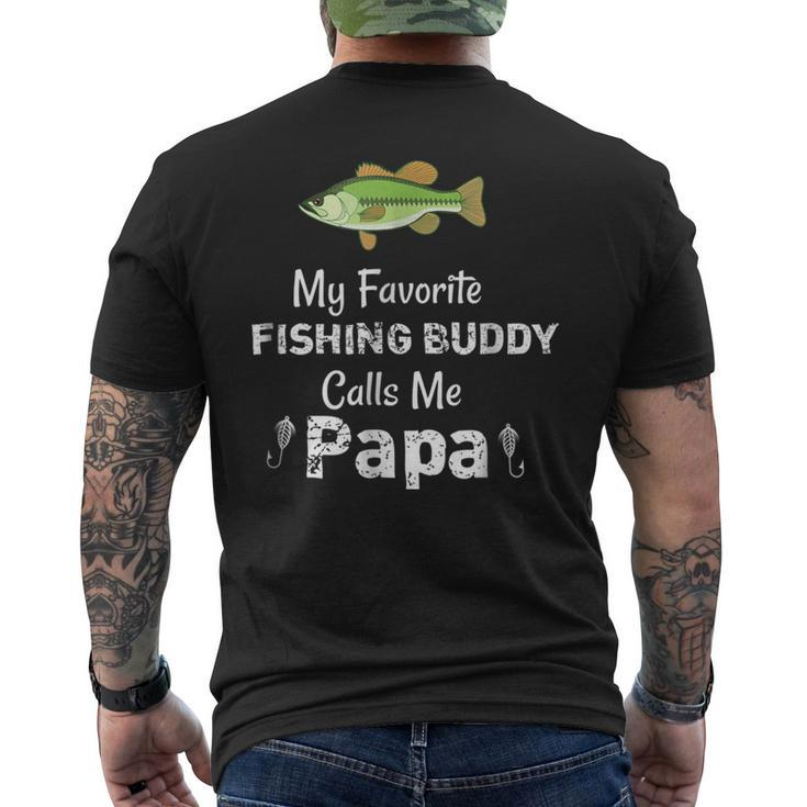 Awesome My Fishing Buddy Calls Me Papa Grandpa Men's Back Print T-shirt