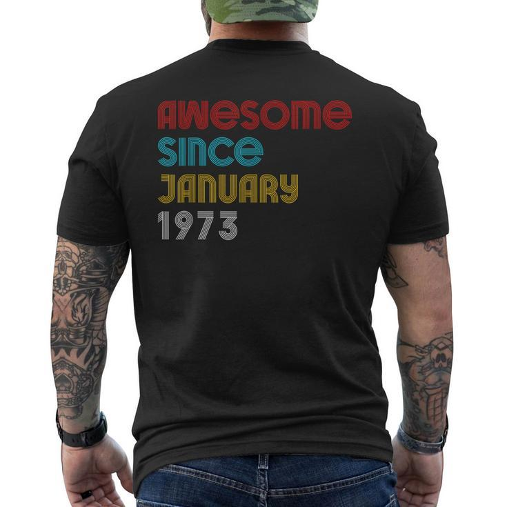 Mens Awesome Since January 1973 49Th Birthday Vintage 1973 Men's T-shirt Back Print