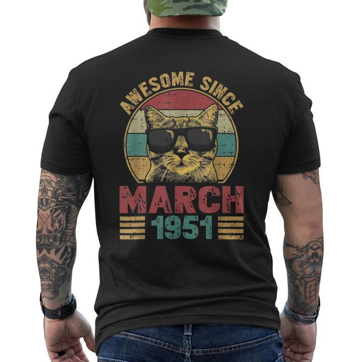 Awesome Since March 1951 72 Years Old Cat Lovers Men's Back Print T-shirt