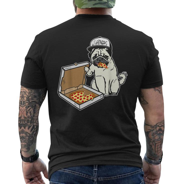 Babu The Pug Dog Eating Pizza Justin Ashar Snapback Men's Back Print T-shirt