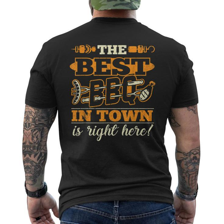 Barbecue Best Bbq In Town Smoker Grillin Grandpa Dad Men's Back Print T-shirt