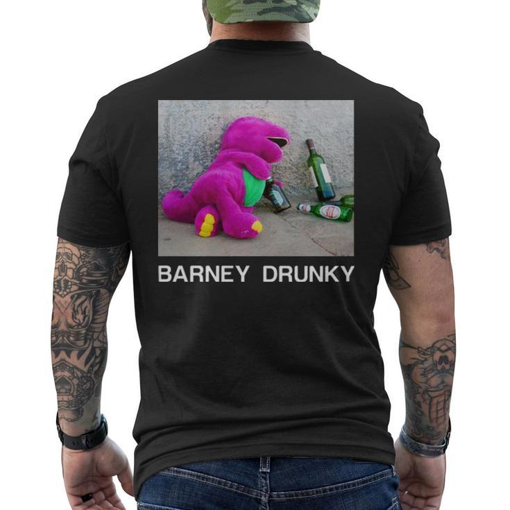 Barney Drunky Wine Bottle The Dinosaur Men's Crewneck Short Sleeve Back Print T-shirt