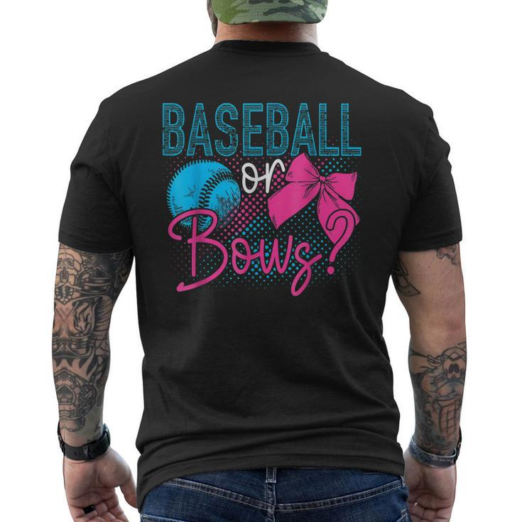 Baseball Or Bows Gender Reveal Party Quote Mom Dad Mens Back Print T-shirt