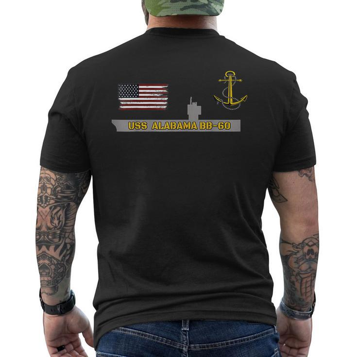 Battleship Uss Alabama Bb-60 Warship Veteran Grandpa Father Men's T-shirt Back Print