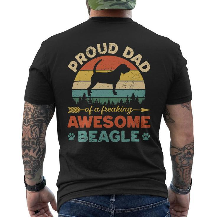 Beagle Dog Proud Beagle Dad Vintage Retro Dog Dad Present 100 Beagles Men's Crewneck Short Sleeve Back Print T-shirt