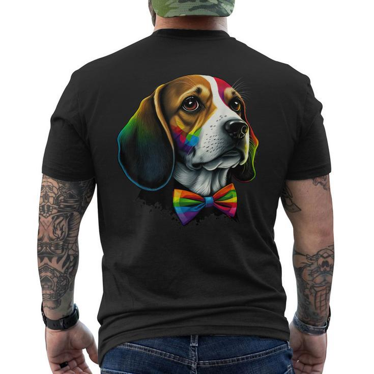 Beagle Gay Pride Dog Lgbt Rainbow Flag On Beagle Lgbtq Men's Back Print T-shirt