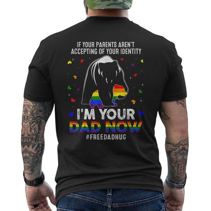 Bear Papa Free Dad Hugs Lgbt Gay Transgender Pride Accepting Mens Back Print T-shirt