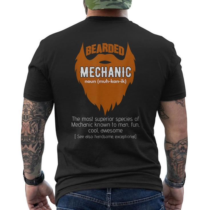 Bearded Mechanic Beard Design Mechanical Gift For Mens Mens Back Print T-shirt