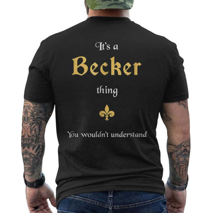 Becker Cool Last Name Family Names Mens Back Print T-shirt