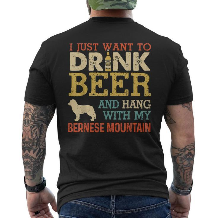 Bernese Mountain Dad Drink Beer Hang With Dog Vintage Men's T-shirt Back Print