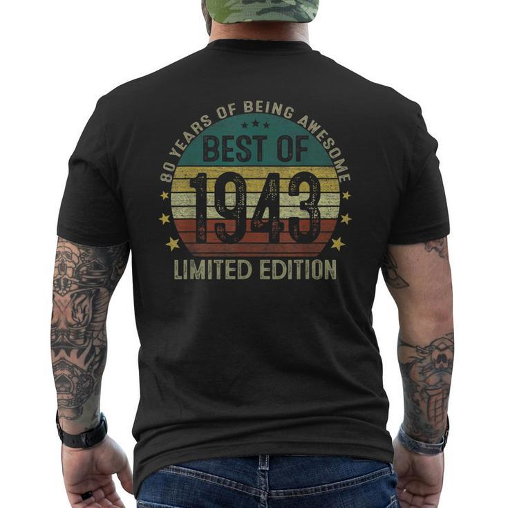 Best Of 1943 80 Years Old 80Th Birthday For Men Men's Back Print T-shirt