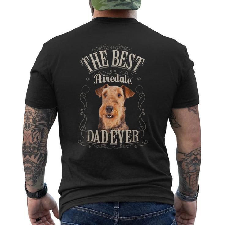 Mens Best Airedale Dad Ever Airedale Terrier Vintage Men's T-shirt Back Print