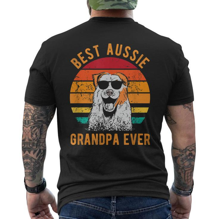 Best Aussie Grandpa Ever Dog Grandpa Australian Shepherd Men's Back Print T-shirt