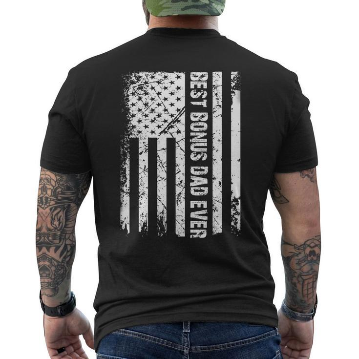 Mens Best Bonus Dad Ever American Flag Tshirt Father Day Men's Back Print T-shirt