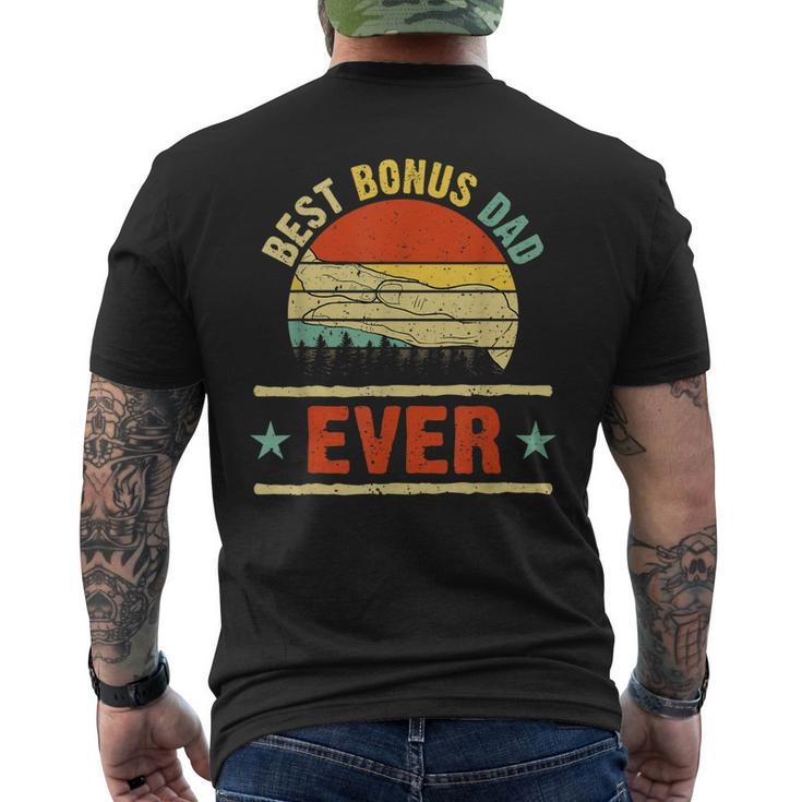 Best Bonus Dad Ever Vintage Sunset Fathers Day Men's Back Print T-shirt