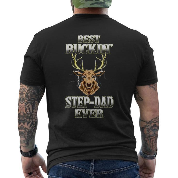 Best Buckin Stepdad Ever Deer Hunting Bucking Dad Grandpa Men's Back Print T-shirt