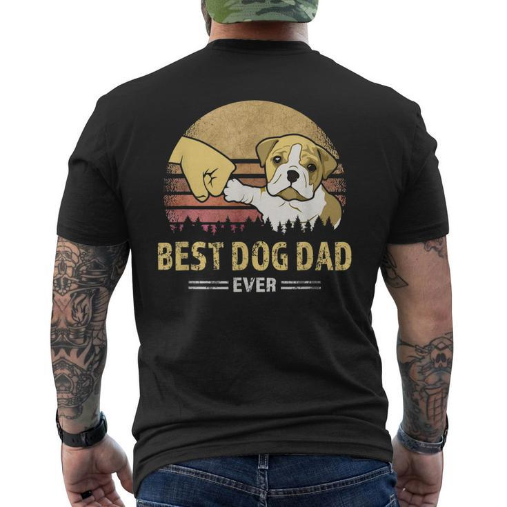 Mens Best Bulldog Dad Ever Vintage English Bulldog Puppy Lover Men's T-shirt Back Print