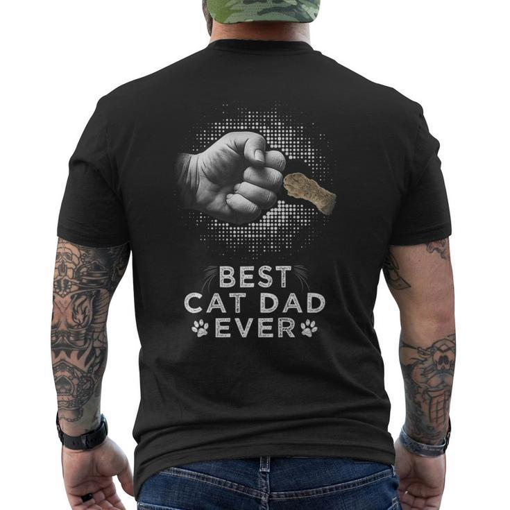 Best Cat Dad Ever Father & Kitten Paw Fist Bump Men's Back Print T-shirt
