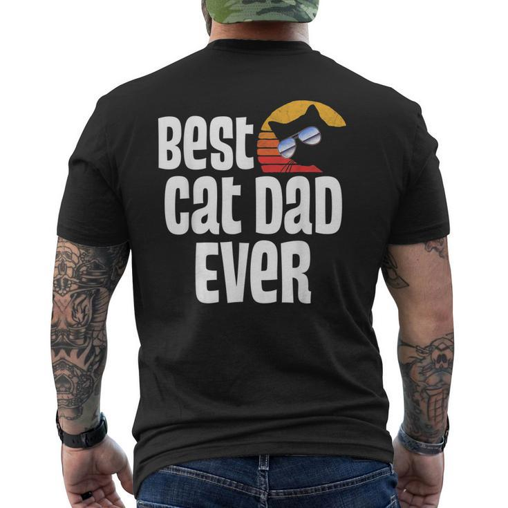 Best Cat Dad Ever Father Day Retro Sunset Men's Back Print T-shirt