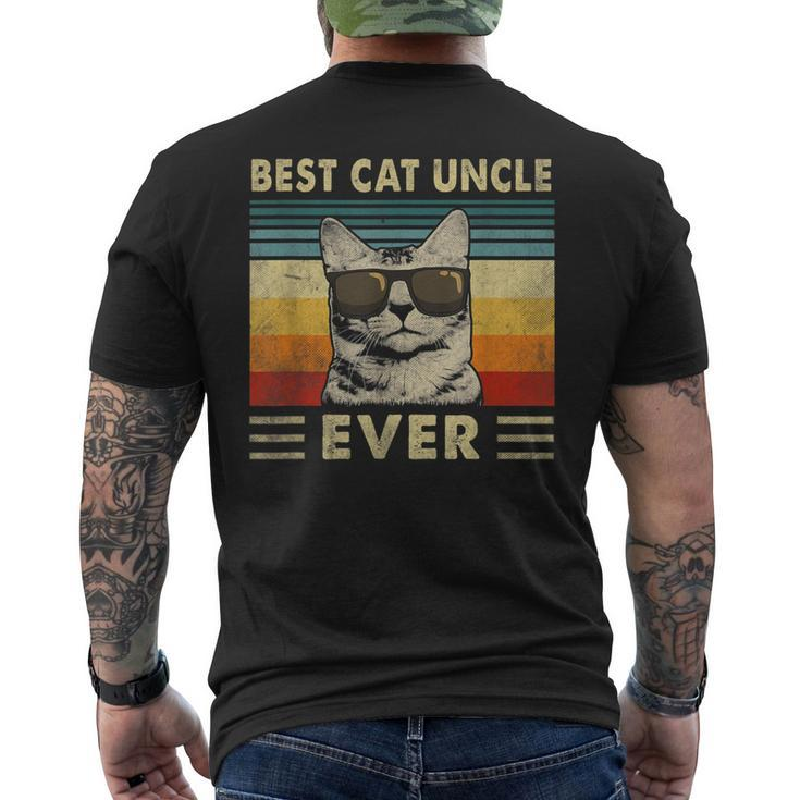 Best Cat Uncle Ever Vintage Retro Cat Dad Father Day Men's T-shirt Back Print