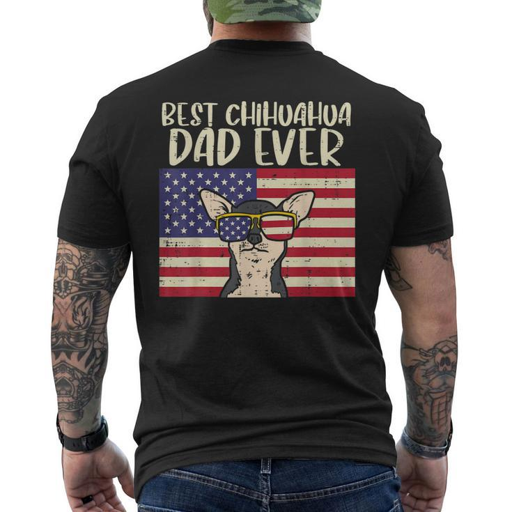 Best Chihuahua Dad Ever Flag Chiwawa Dog Patriotic Men Men's Back Print T-shirt