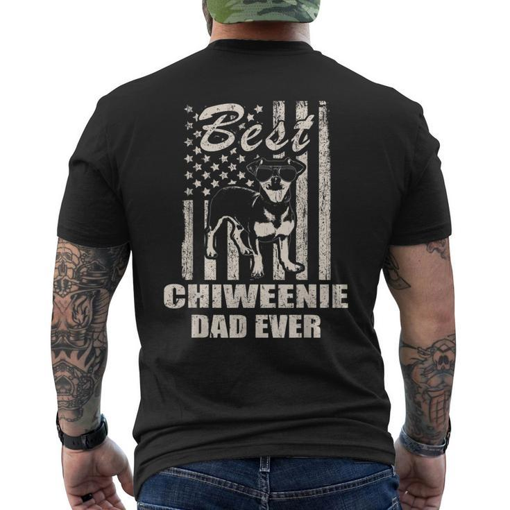 Best Chiweenie Dad Ever Vintage Retro Flag Dog Dad Men's T-shirt Back Print