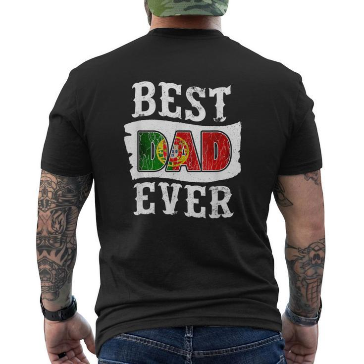 Best Dad Ever Fathers Day Portuguese Flag Portugal Men's Back Print T-shirt