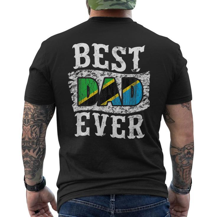 Best Dad Ever Fathers Day Tanzania Flag Men's Back Print T-shirt