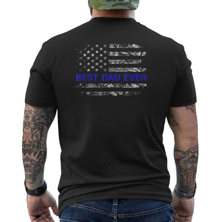 Best Dad Ever Thin Blue Line Pride Men's Back Print T-shirt