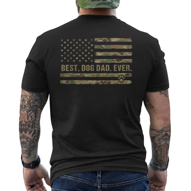 Best Dog Dad Ever American Flag Fathers Day Camouflage Gift For Mens Mens Back Print T-shirt