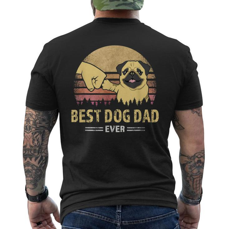 Mens Best Dog Dad Ever Pug Retro Proud Vintage Puppy Lover Men's T-shirt Back Print