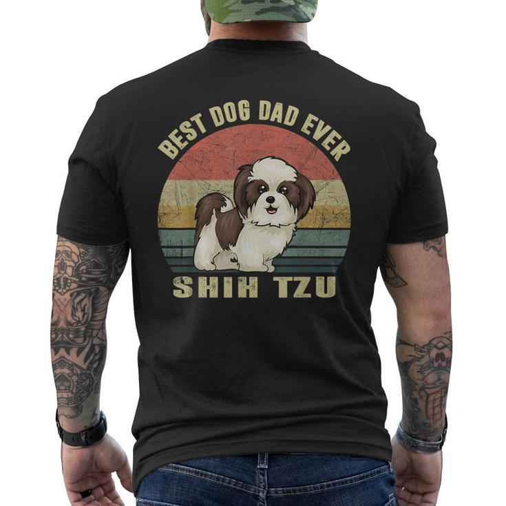 Best Dog Dad Ever Retro Vintage Shih Tzu Dog Lover Men's Back Print T-shirt