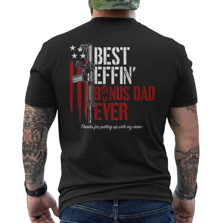 Best Effin’ Bonus Dad Ever Gun Rights American Flag On Back Men's Back Print T-shirt