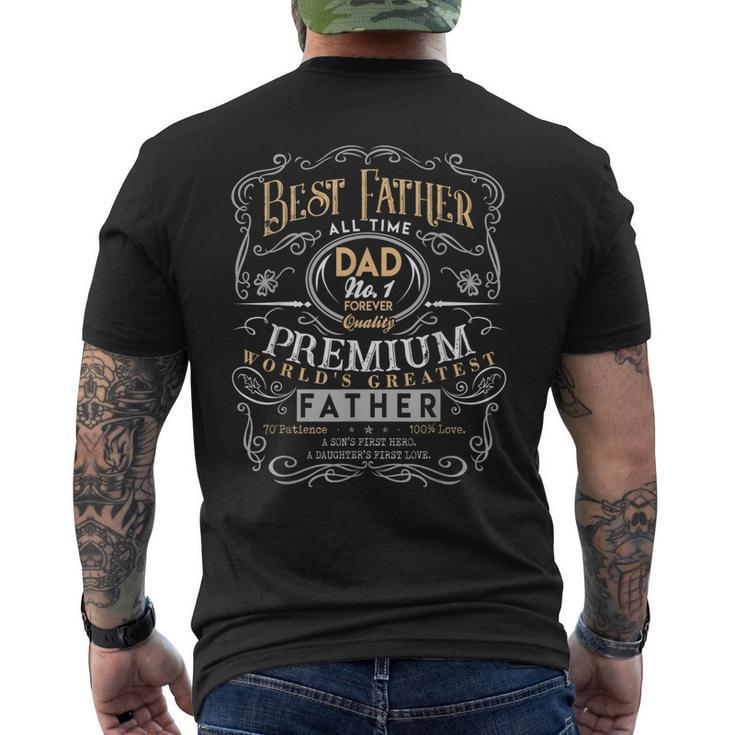 Best Father Dad Worlds Greatest No 1 Fathers Day Men's Back Print T-shirt