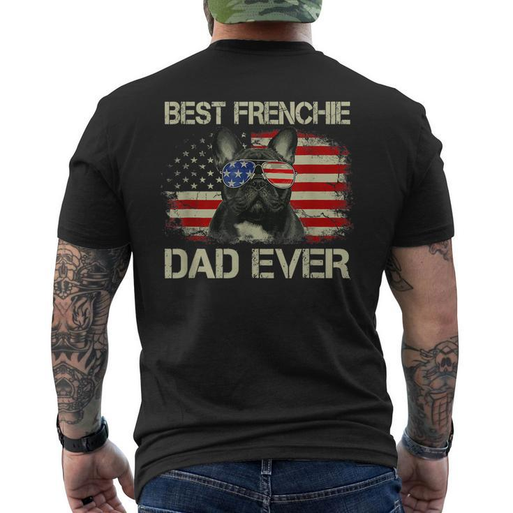 Best Frenchie Dad Ever Bulldog American Flag Gift Mens Back Print T-shirt