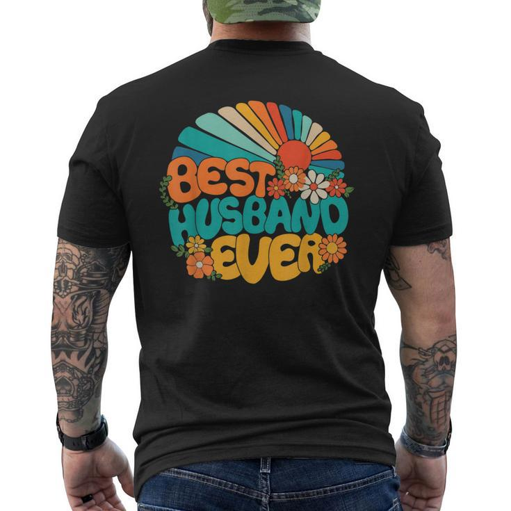 Best Husband Ever Retro Groovy 70S Fathers Day Hubby Men's Back Print T-shirt