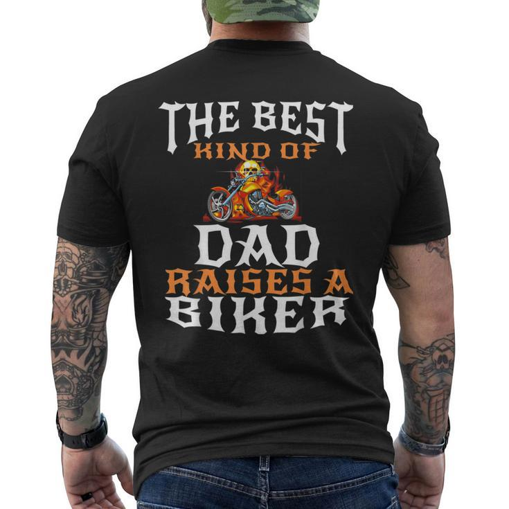 Best Kind Of Dad Raises A Biker Fathers Day Men's Back Print T-shirt
