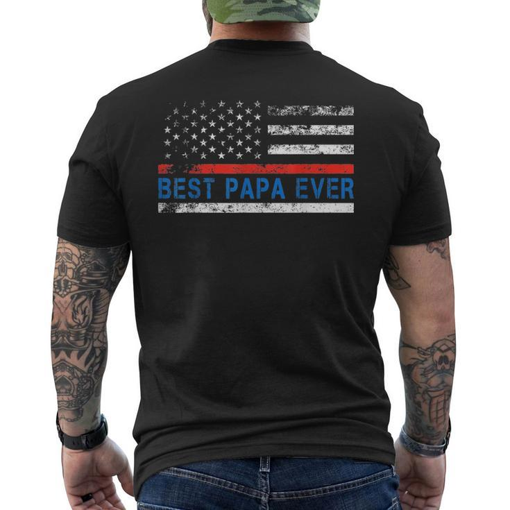 Mens Best Papa Ever American Flag Fathers Day Men's T-shirt Back Print