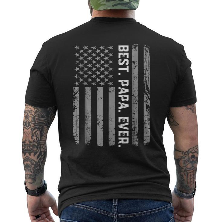 Best Papa Ever Vintage American Flag T Mens Back Print T-shirt