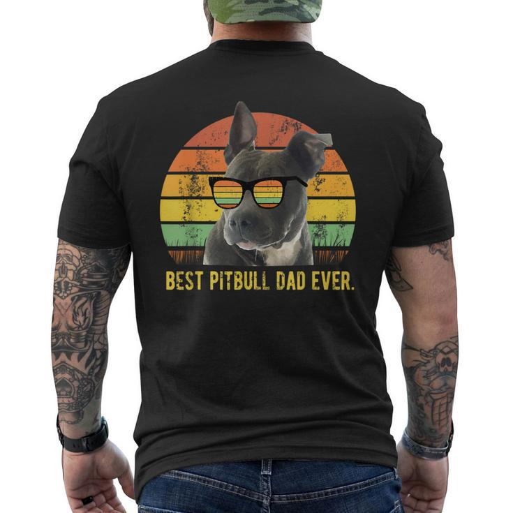 Best Pitbull Dad Ever Cute Retro Sunset Daddy Men's Back Print T-shirt