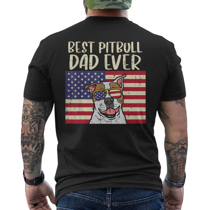 Best Pitbull Dad Ever Us Flag Pitties Dog Patriotic Men Men's Back Print T-shirt