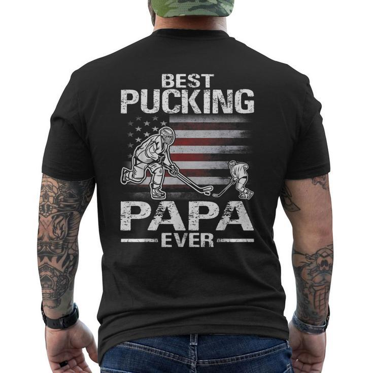 Best Pucking Papa Ever Hockey Fathers Day Gift Mens Back Print T-shirt