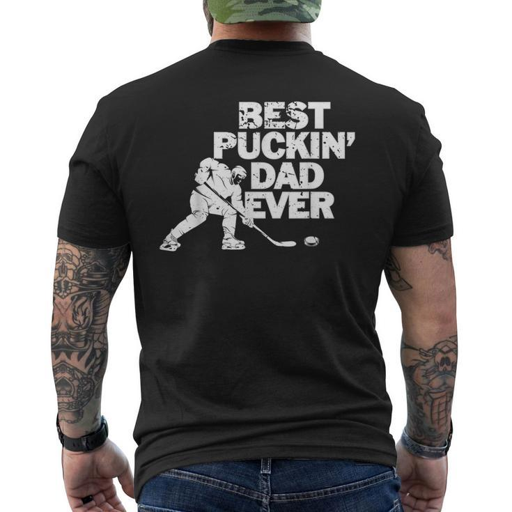 Best Puckins Dad Ever Cool Ice Hockey For Father Men's Back Print T-shirt