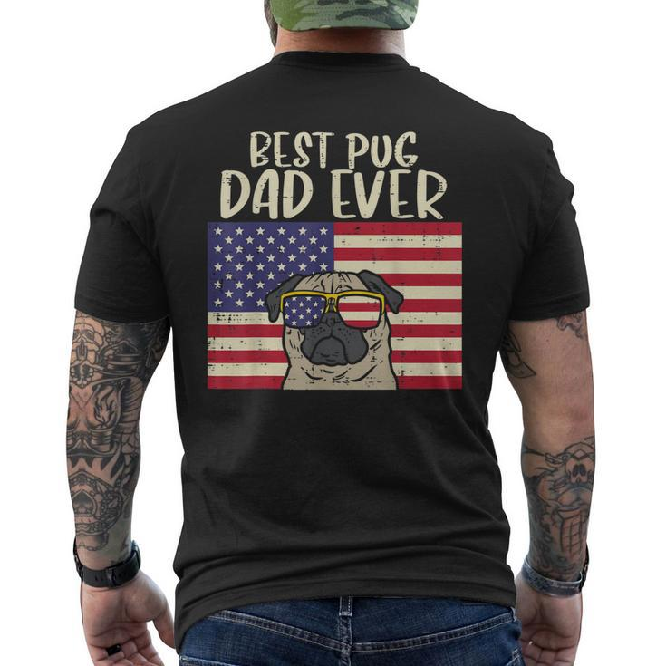 Best Pug Dad Ever Us Flag Vintage Patriotic Pet Dog Men Men's Back Print T-shirt