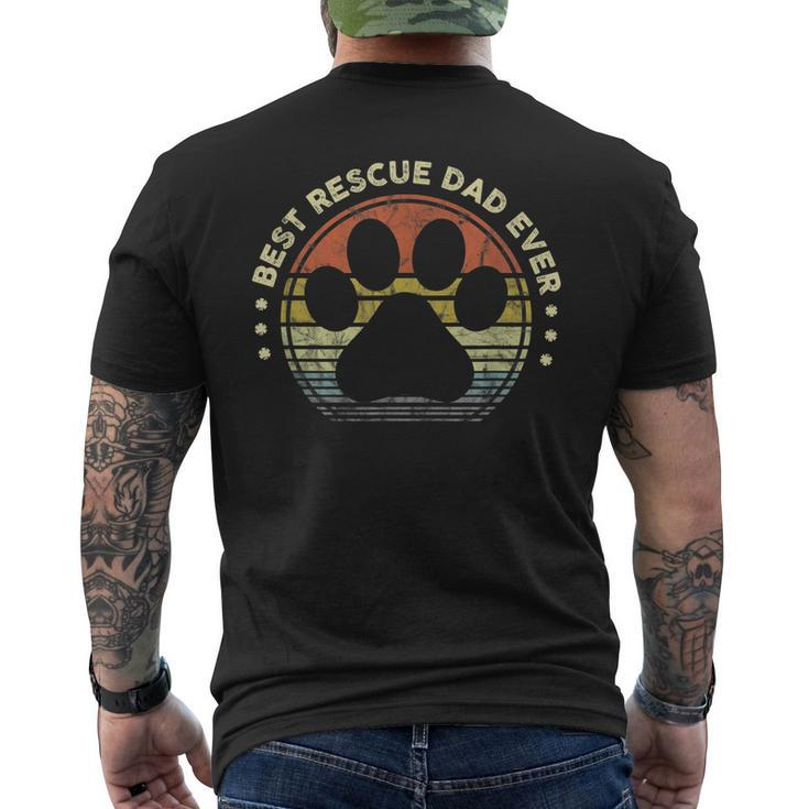 Mens Best Rescue Dad Ever - Vintage Retro Mens Dog Cat Lover Men's T-shirt Back Print